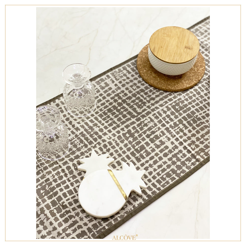 Brown Check Printed Table runner