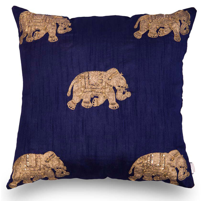 Navy Elephant Printed & Highlight Embroidered