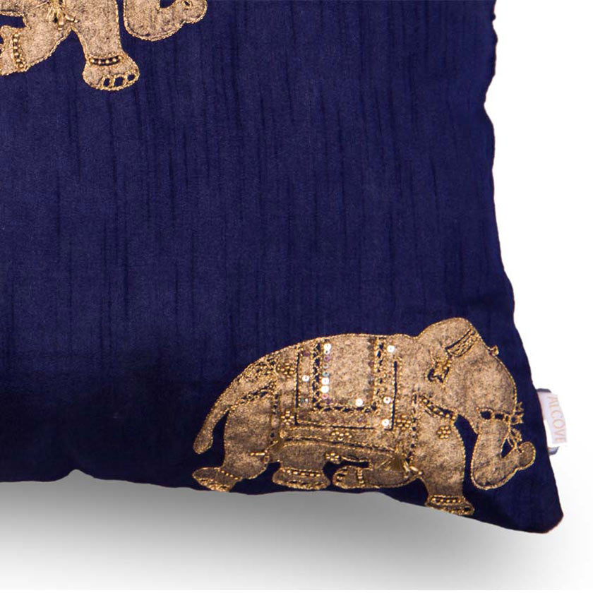 Navy Elephant Printed & Highlight Embroidered
