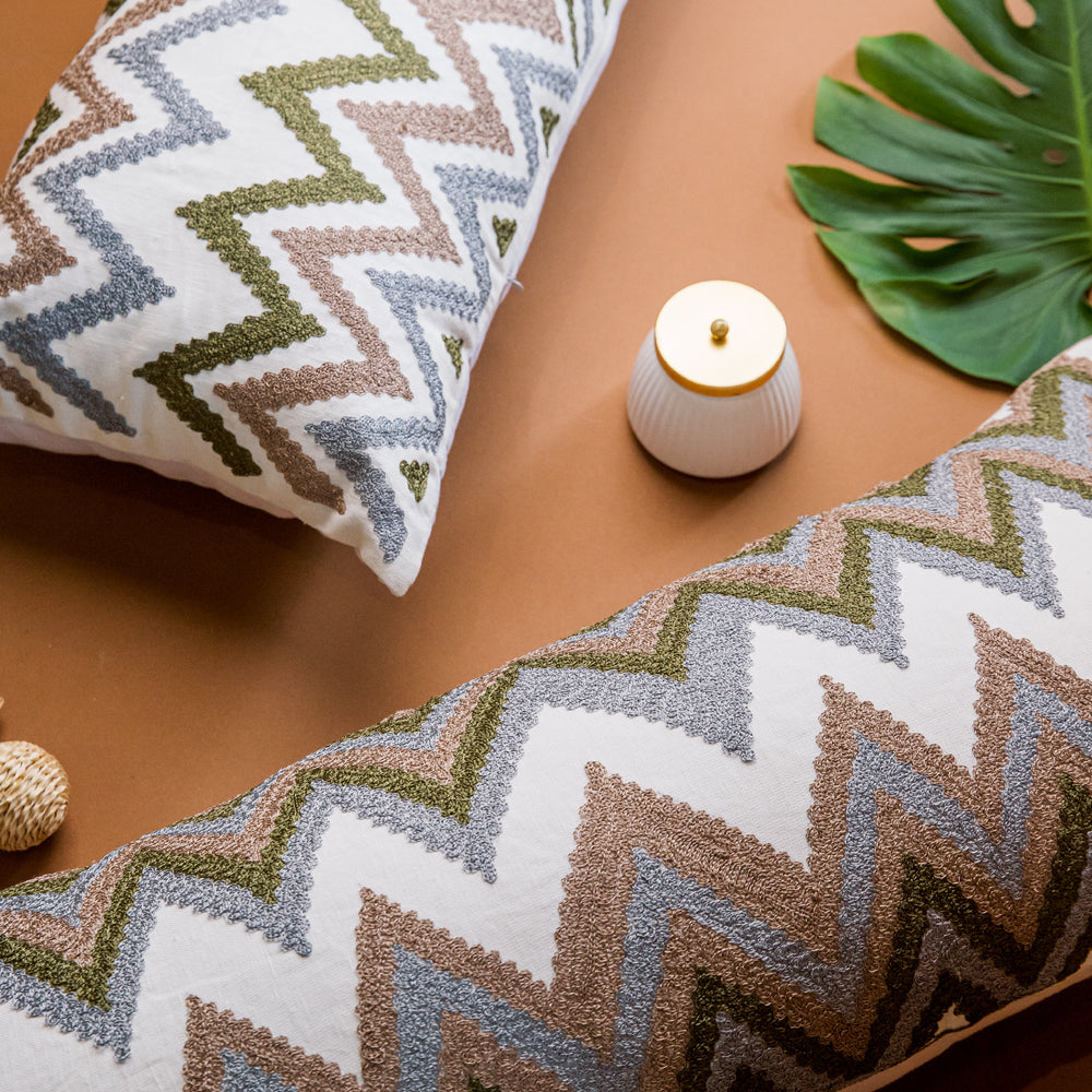 Dual Chevron Aari Cushion