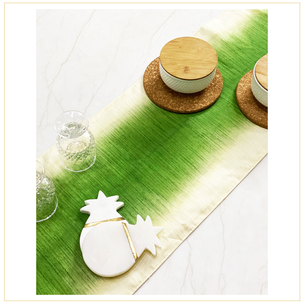 Green dyed table runner