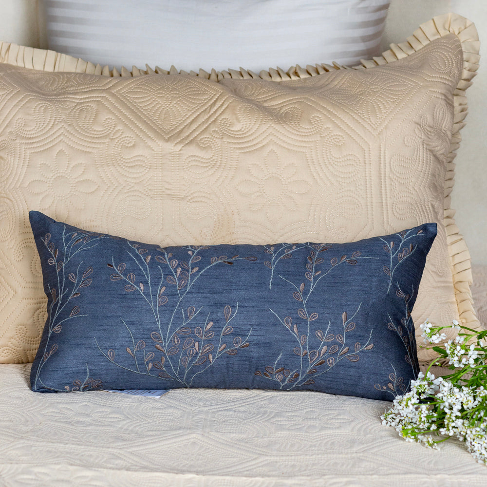 Grey Paisley embroidered cushion