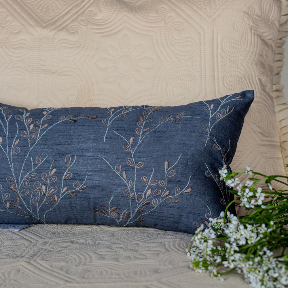 Grey Paisley embroidered cushion