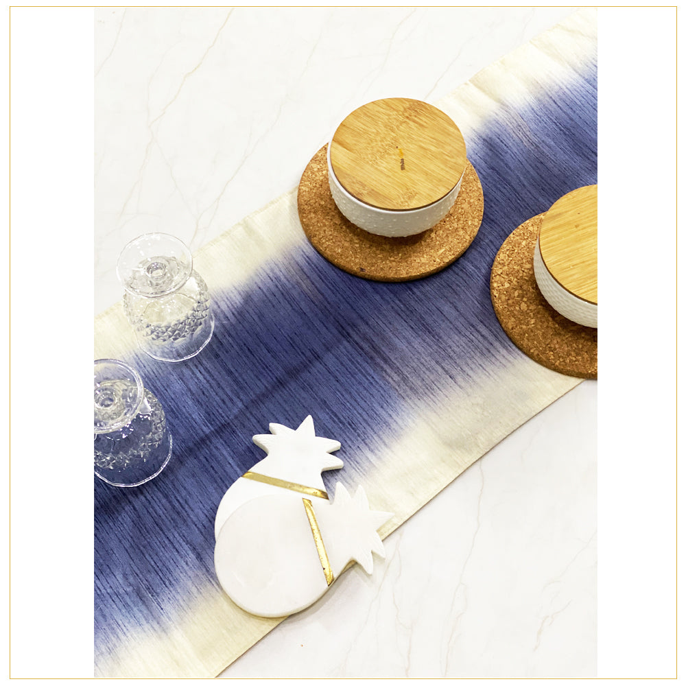 Blue dyed table runner