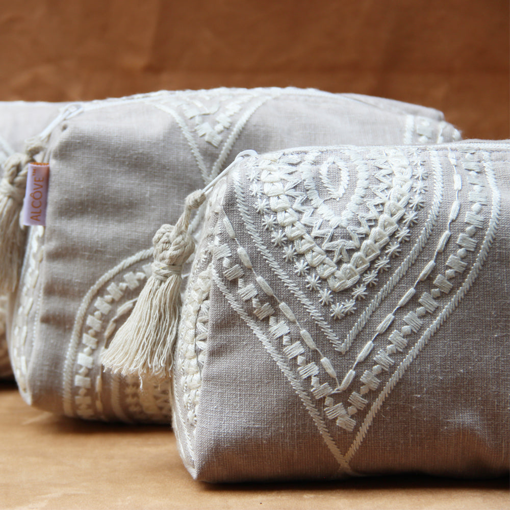 Ivory Tassel Pouch ( Set of 3)