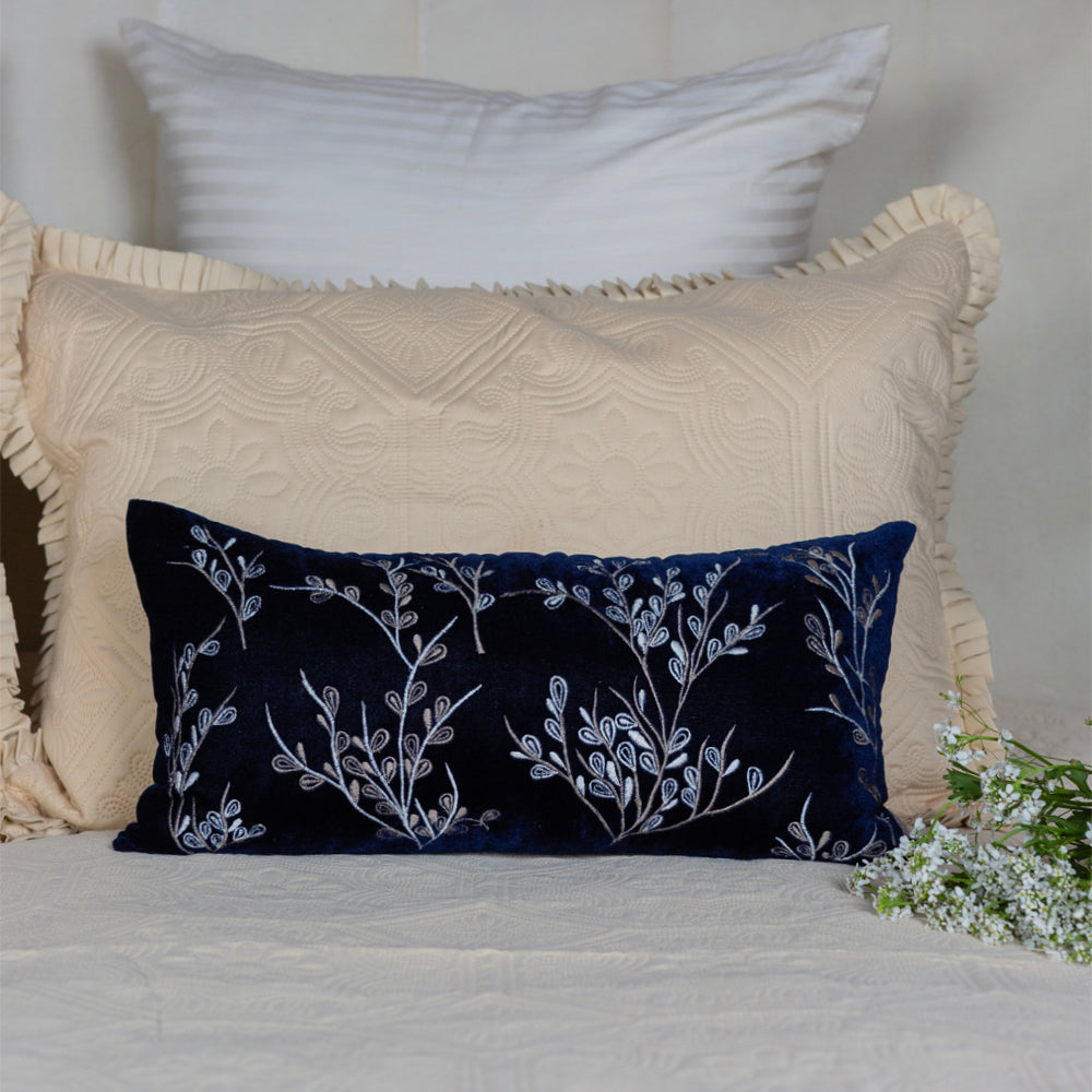 Blue Paisley Embroidered cushion