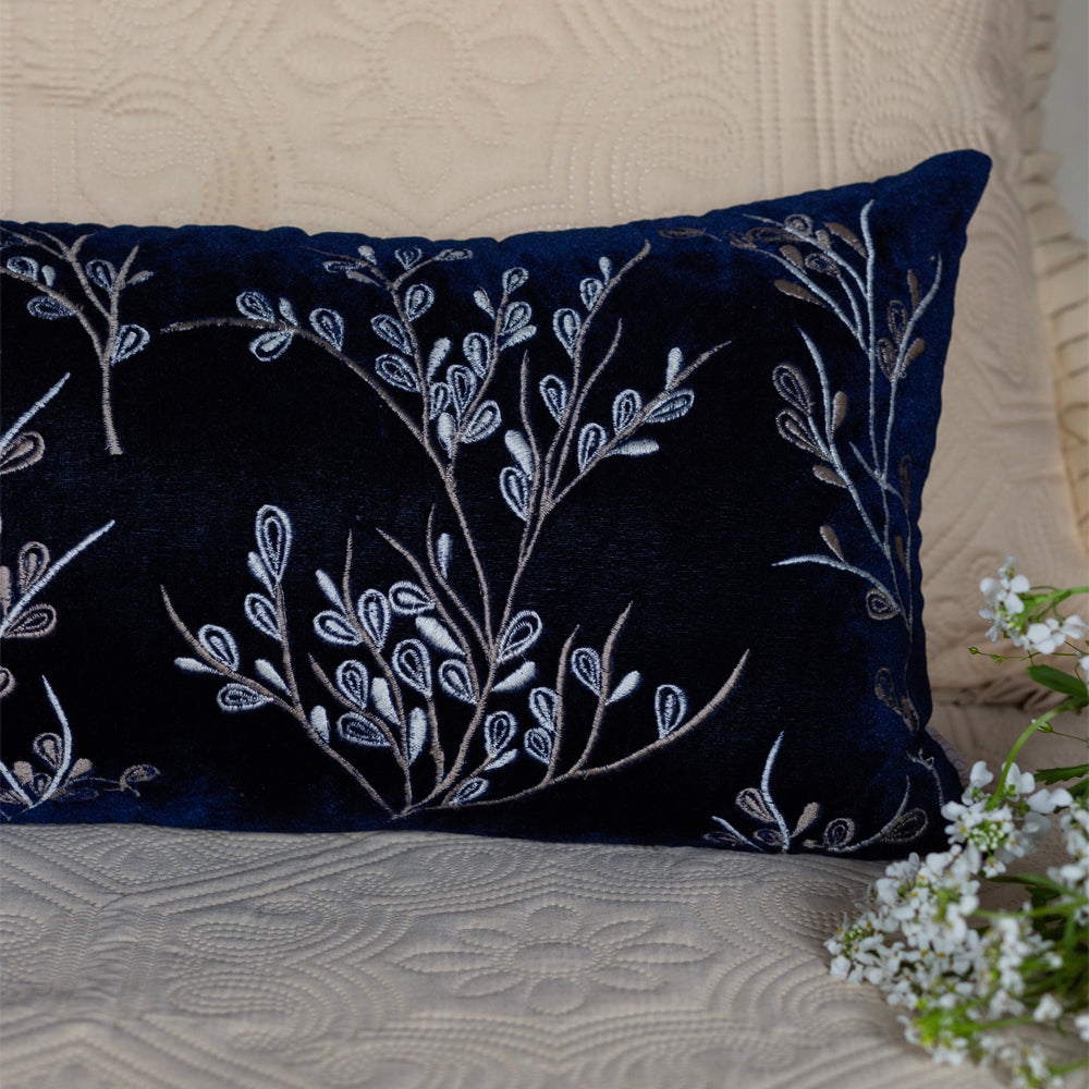 Blue Paisley Embroidered cushion