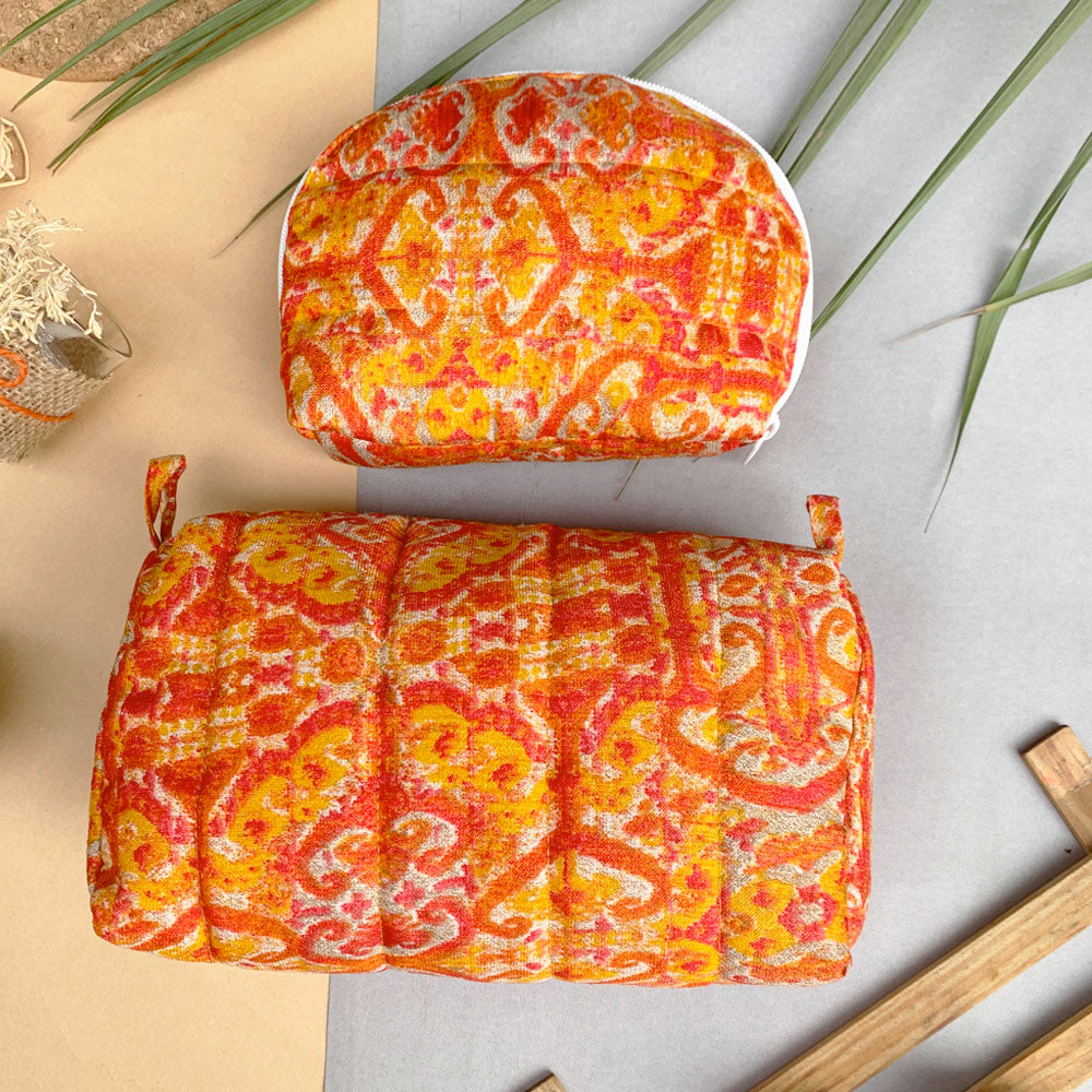 Orange abstract Printed Utility Pouch (set of 2)
