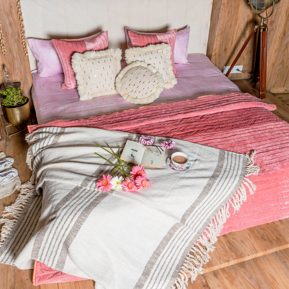 Pink Quilted Bedspread (set of 3)