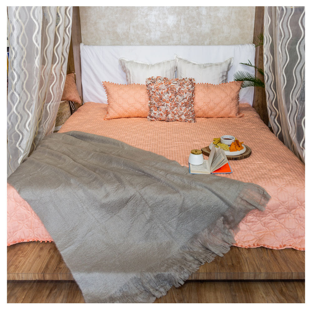 Peach Quilted Bedspread (Set Of 3)