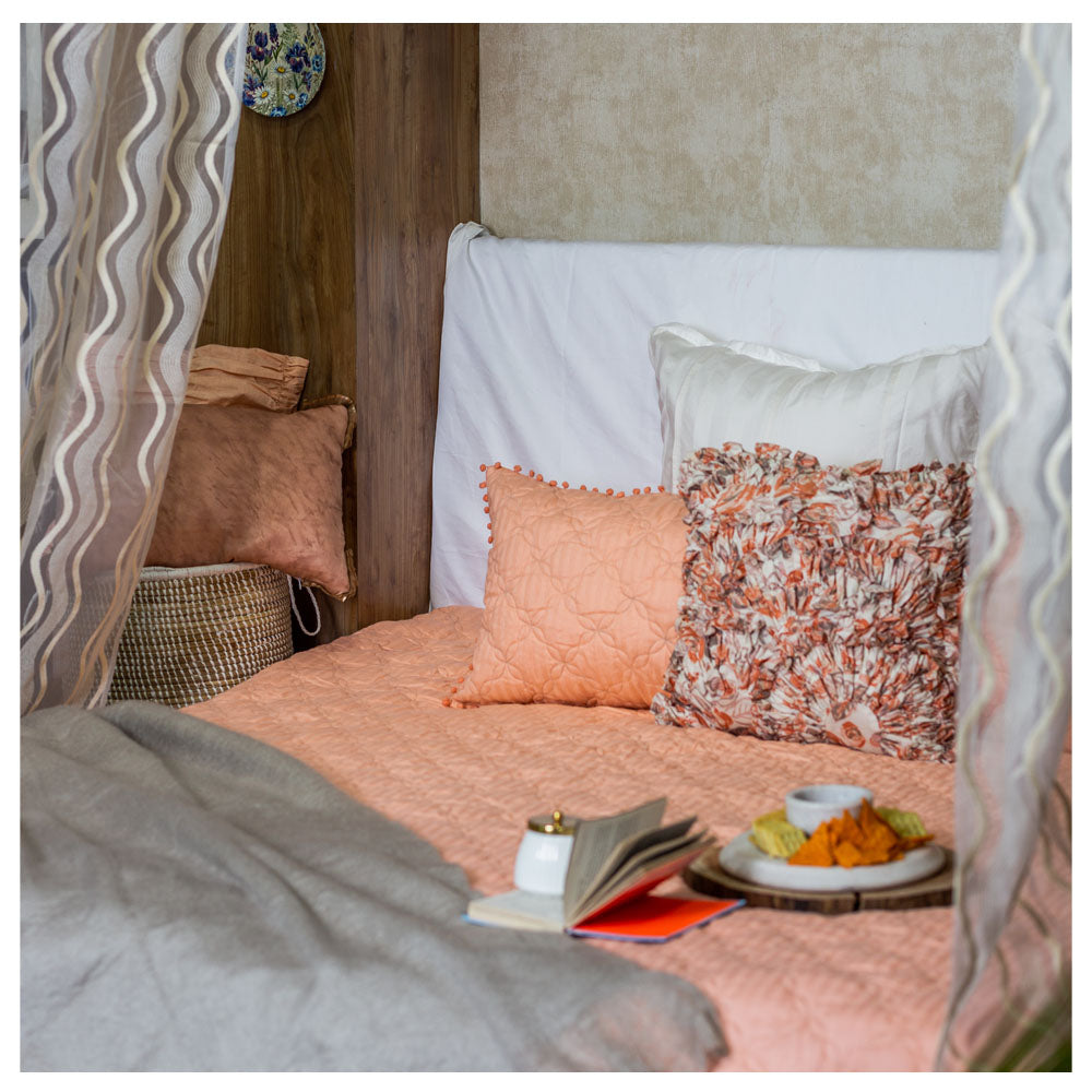 Peach Quilted Bedspread (Set Of 3)