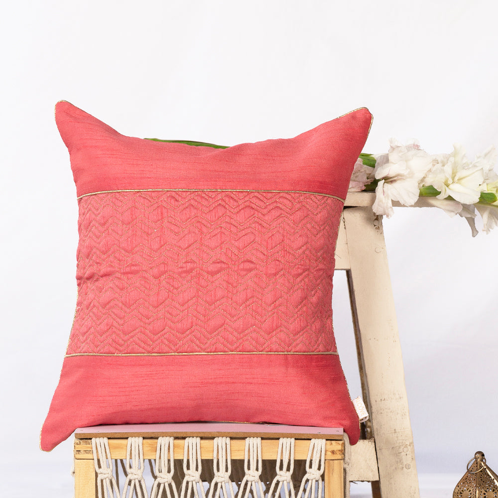 Pink quilted cushion cover