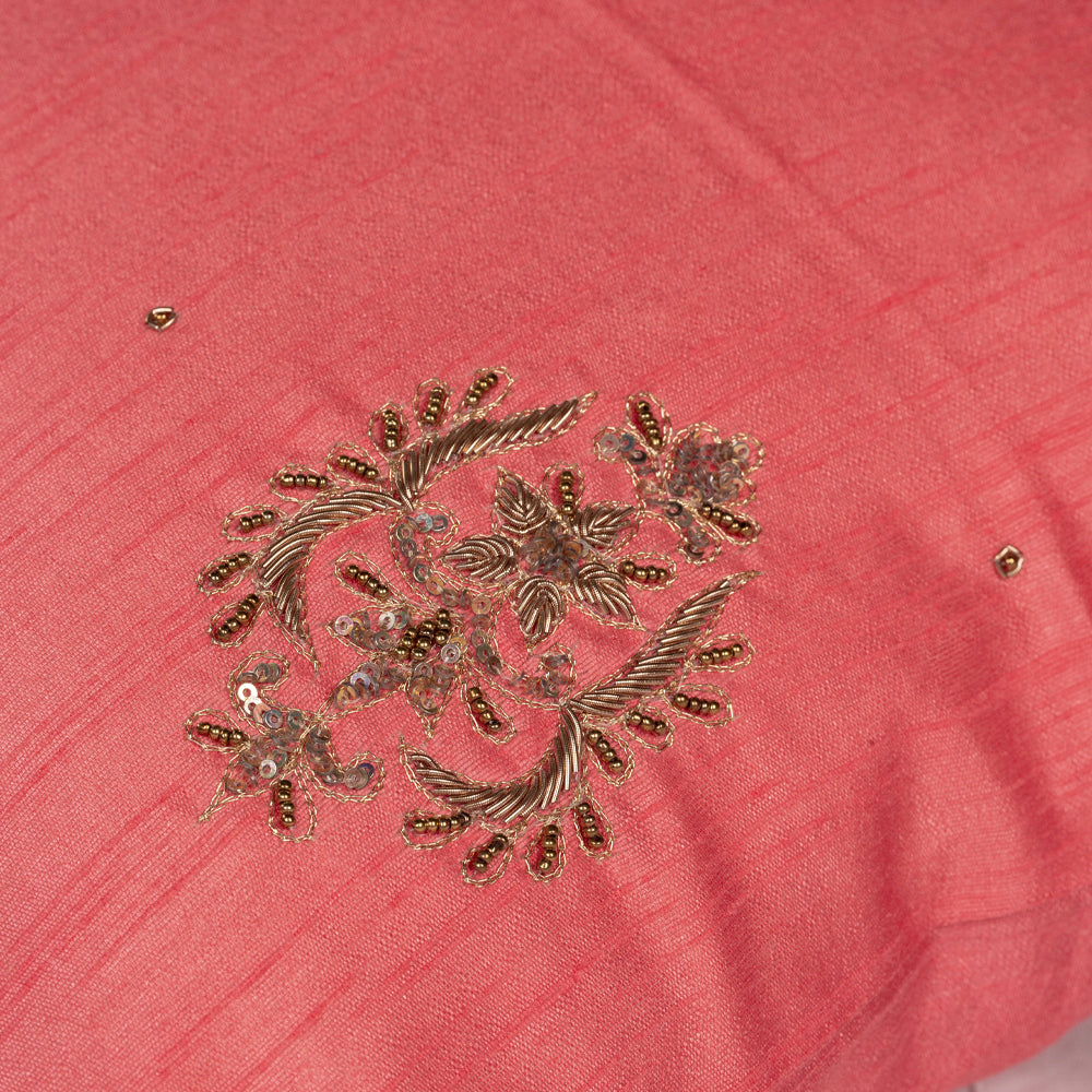 Pink Silk Zardozi Cushion Cover