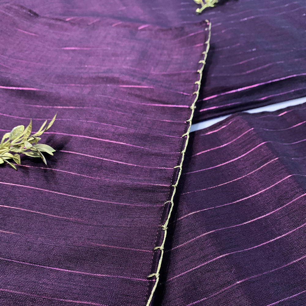Eggplant Purple Lurex Table Runner with mats (set of 6)