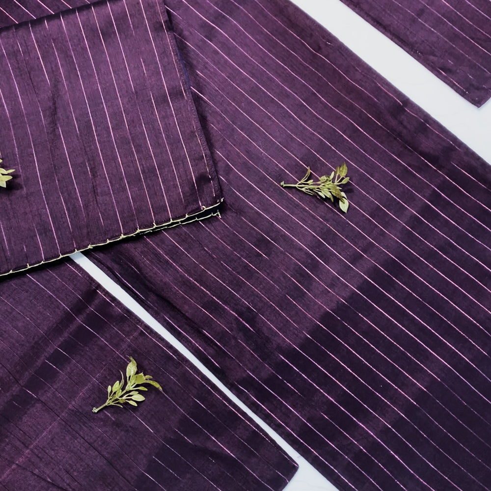 Eggplant Purple Lurex Table Runner with mats (set of 6)
