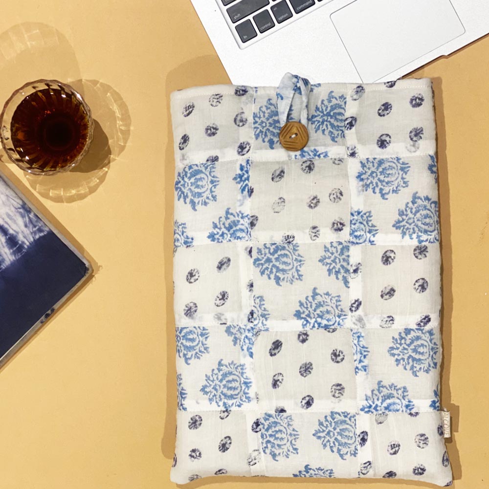 Blue patchwork quilted