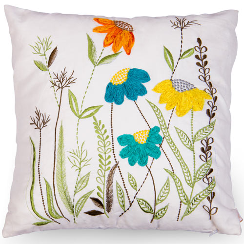 Spring embroidered cushion cover