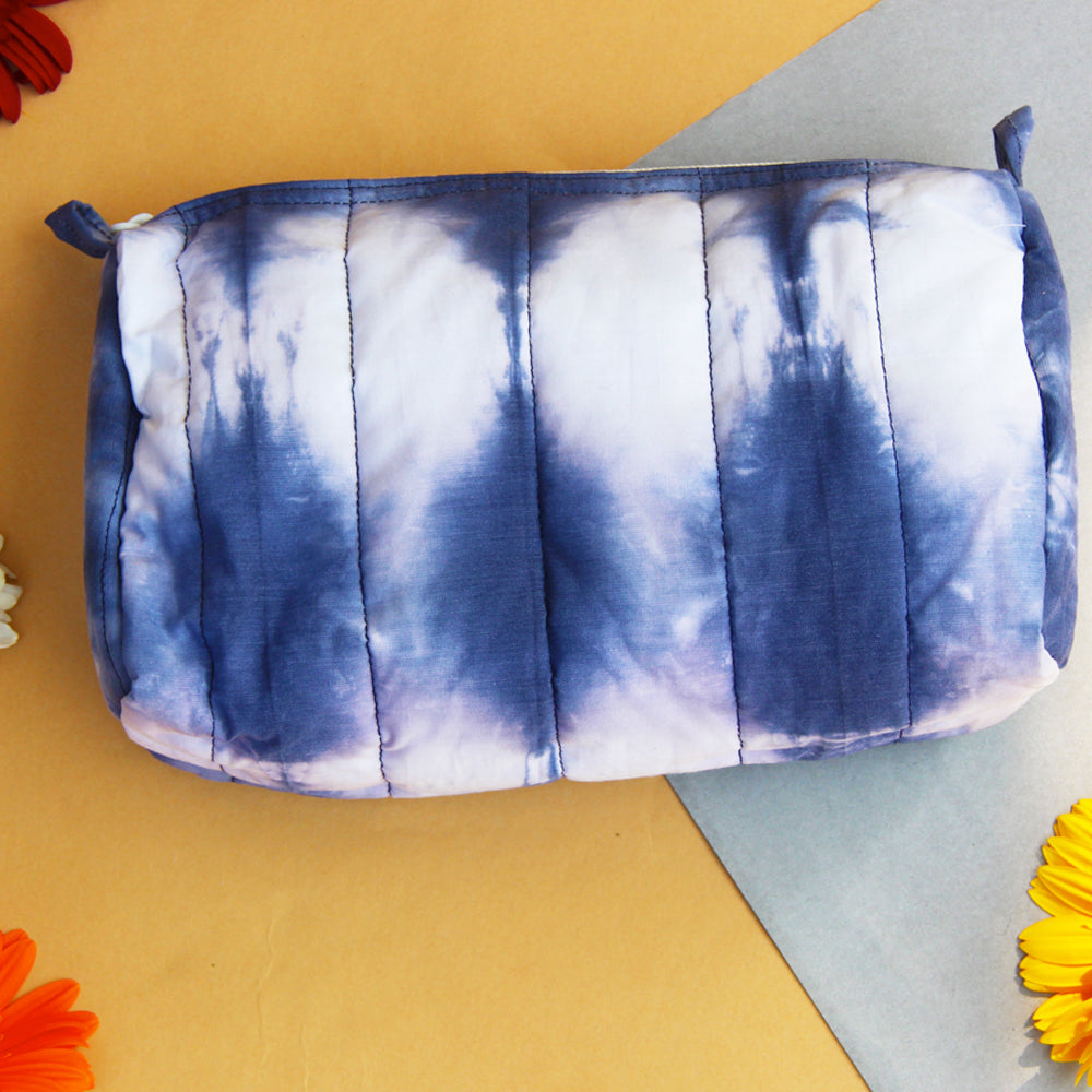 Blue Shibori travel pouch