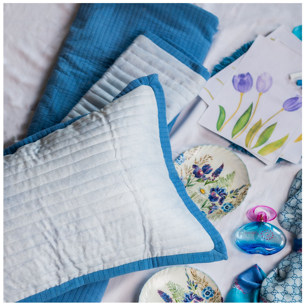 Cyan Stripe Bedspread (Set Of 3)