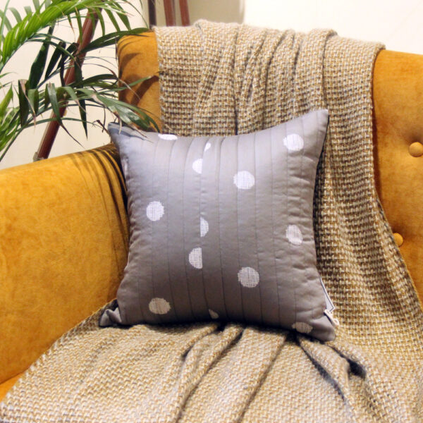 Grey Cotton Quilted Cushion Cover