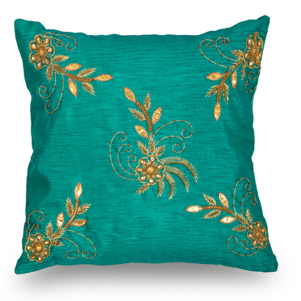 Green Gota Patti Cushion Cover