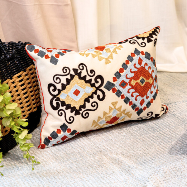 Kilim Aari Lumbar Cushion Cover