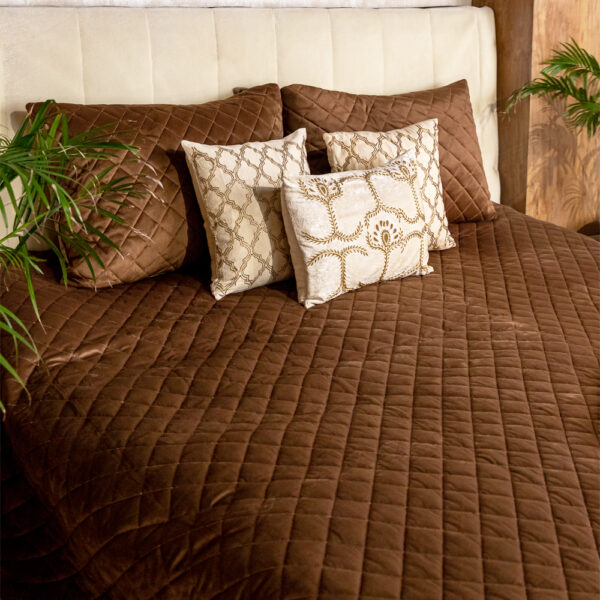 Coffee Luxurious Velvet Reversible Bedspread (set of 3)