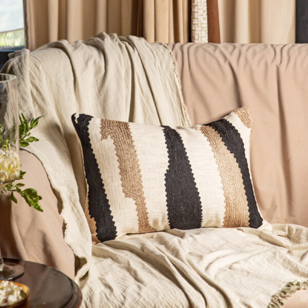 Zig Zag Crewel Monochrome Cushion